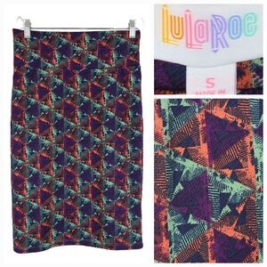LuLaRoe Cassie Triangle Print Bodycon Comfy Stretch Jaquard Pencil Skirt Knee